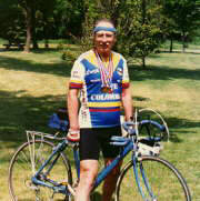 Dad with his gold medals won in the Senior Olympics.